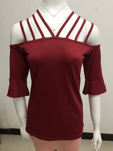 Title 2, Womens One Shoulder Flared Sleeve T Shirt