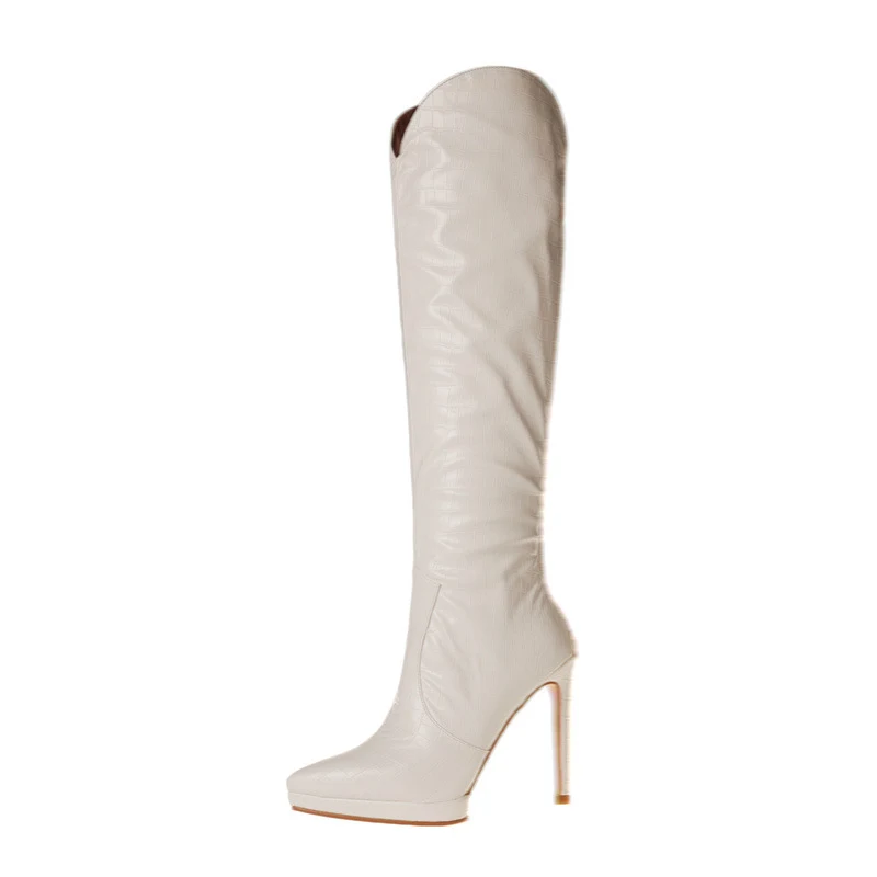 Botas femininas de moda com bico fino e salto agulha para pernas, perfeitas para um visual elegante e sofisticado. — foto 3
