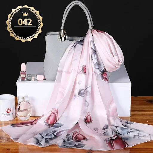 Title 17, Cachecol feminino de cetim crepe liso outono e ...