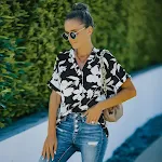 Camisa de gasa suelta con estampado de seda de hielo para mujeres europeas y americanas — foto 6