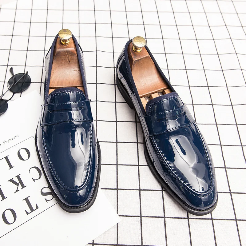 Men's Business Casual Leather Shoes, Patent Leather Shiny Side Pedal Lazy Style, Comfortable Slip-On Design, Stylish and — photo 5