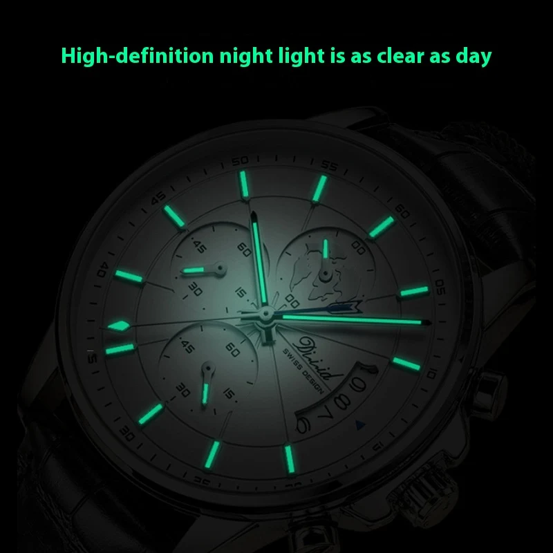Relógio de pulso mecânico, luminoso, à prova d'água, com pulseira de aço e movimento quartzo, perfeito para quem busca estilo e funcionalidade. — foto 13