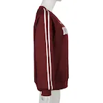 Cappotto donna casual ampio con stampa lettere, barre parallele e colore a contrasto. Per un look rilassato e alla moda. — foto 7