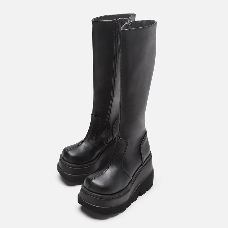 Women's Fashion Wedge Platform Knee-High Boots, Small Tube Circumference, Stylish and Comfortable, Perfect for Everyday — photo 4