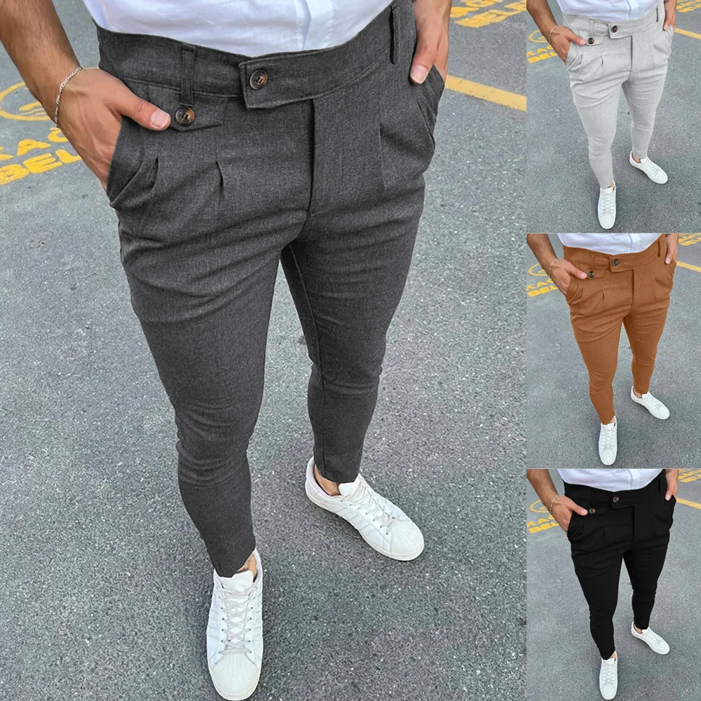 Title 7, Faux Pocket Decorative Leisure Business Pants, ...