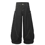 Pantalon Match Denim Ample Jambe Style Hip Hop Coupe Décontractée Confort et Mode pour un Look Urbain Tendance Idéal pour un Style Décontracté — photo 4