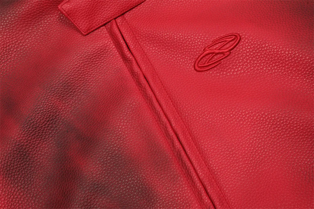 Design Sense Distressed Dirty Stand Collar PU Leather Jacket — photo 21