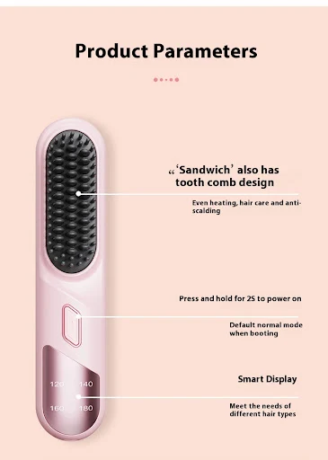 Title 10, Cordless Wet Dry Hair Straightener Brush with F...