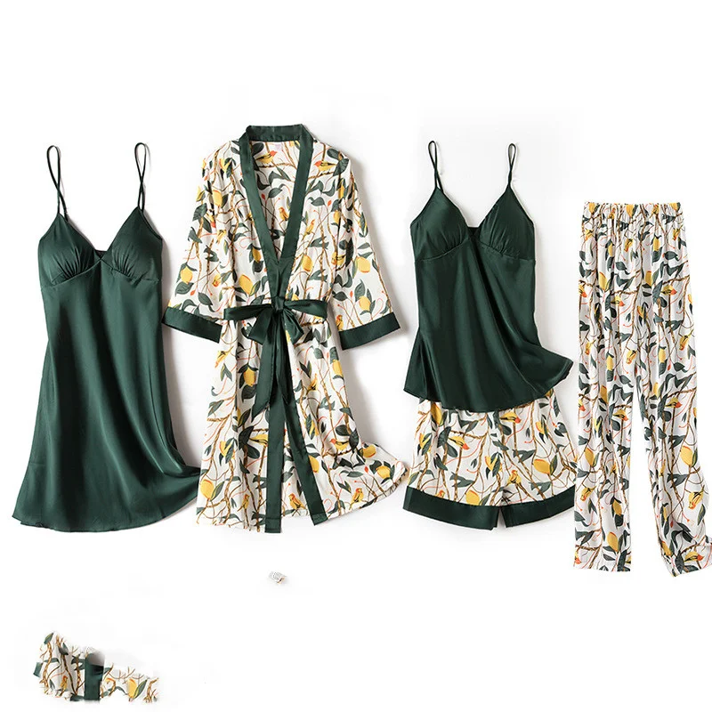 Title 3, New Women Kimono Bathrobe Gown Satin Print Flow...