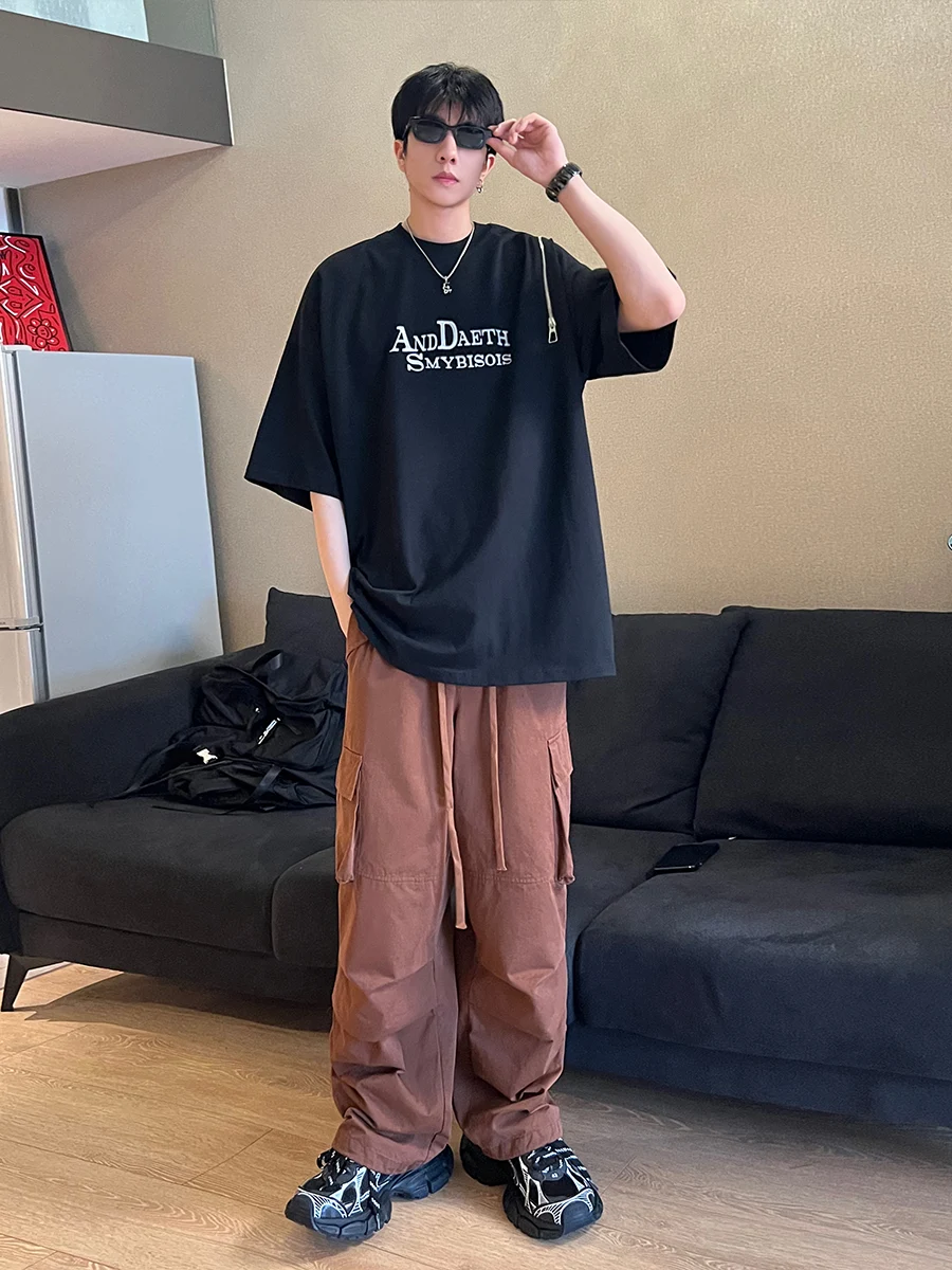 Amerikaanse Retro heren losse casual rechte broek met meerdere zakken, comfortabel en ideaal voor dagelijks gebruik en een relaxte look — foto 5
