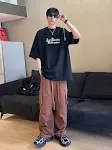 Amerikaanse Retro heren losse casual rechte broek met meerdere zakken, comfortabel en ideaal voor dagelijks gebruik en een relaxte look — foto 5