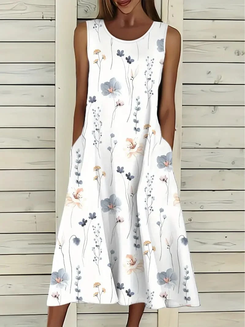 Title 3, Plus-size floral print pocket sundress, a casua...