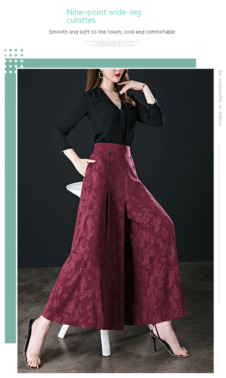 Title 4, Pantaloni Donna Gamba Larga Estate Sottili Vita...