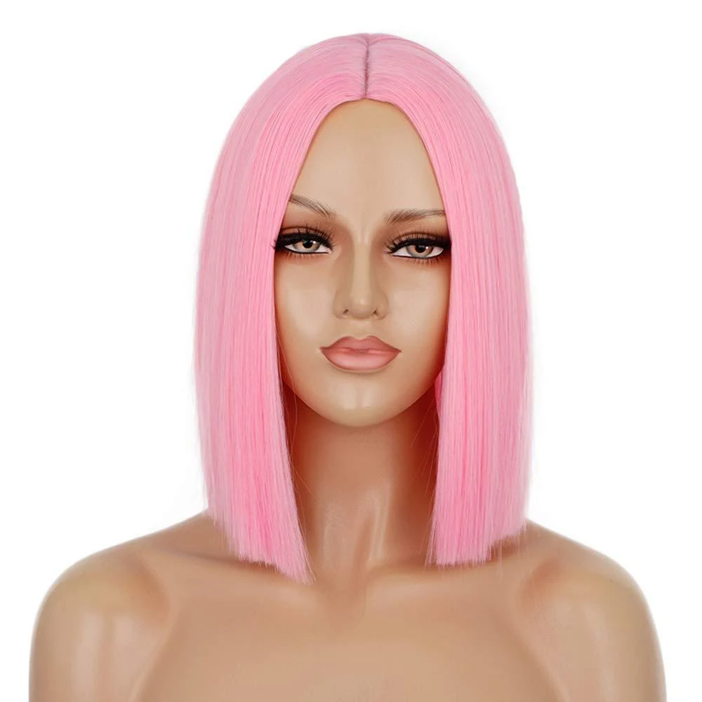 Title 16, Peruca feminina de cabelo curto liso com franja...