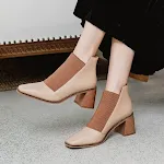 Stivaletti corti con tacco largo, elastico semplice e tacco medio, perfetti per comfort e stile quotidiano. — foto 5