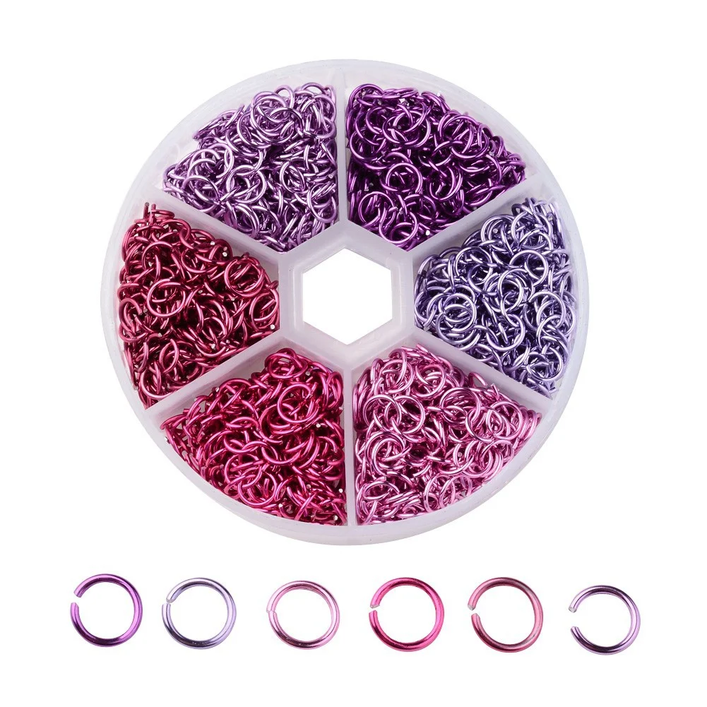 Conjunto de anéis de salto e conexão de alumínio coloridos 6mm para bijuterias DIY. Anéis abertos artesanais para criar suas joias. — foto 5