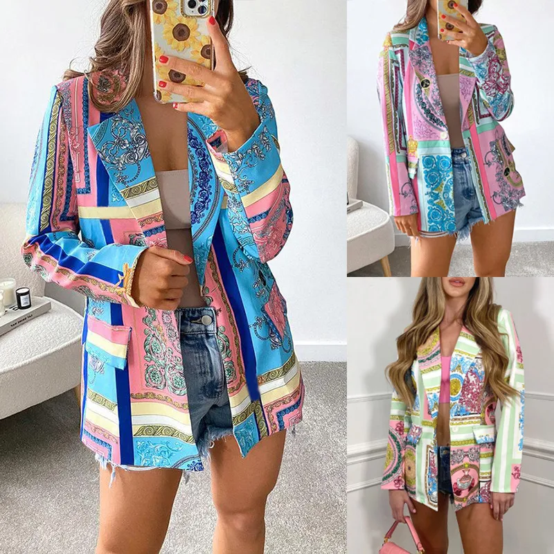 Giacca da completo piccola con stampa digitale da donna Top da donna Elegante e versatile Perfetta per look formali e casual Comfort e stile si incontrano — foto 5
