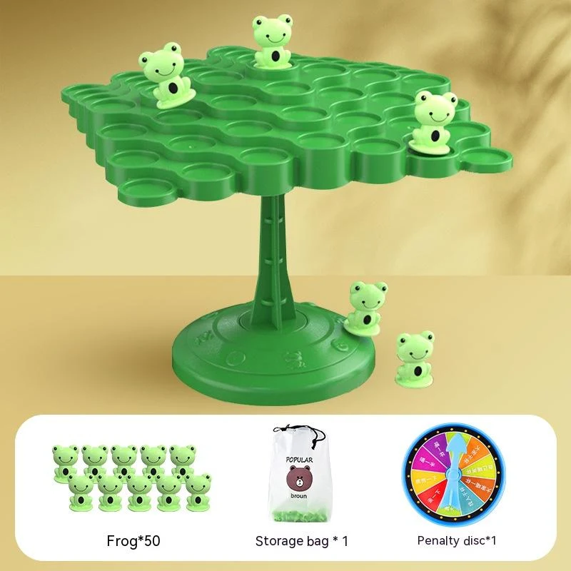 Jenga Brinquedo Árvore de Equilíbrio de Sapo Empilhe blocos de madeira para construir a árvore. Divertido jogo de equilíbrio para crianças e família. — foto 2