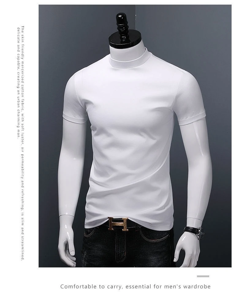 Title 5, Heren slim-fit T-shirt van gemerceriseerd katoe...