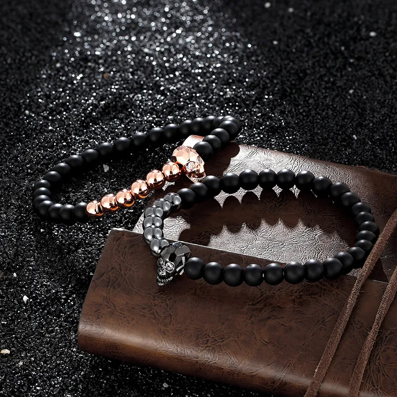 Title 5, Pulseira de caveira de zircônia micro incrustad...