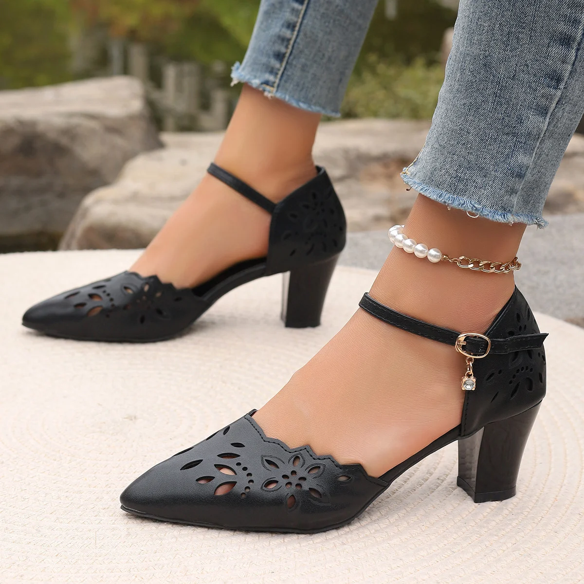 Women's Casual Mid Heel Belted Sandal for everyday wear, offering comfort and style to elevate any outfit. — photo 2