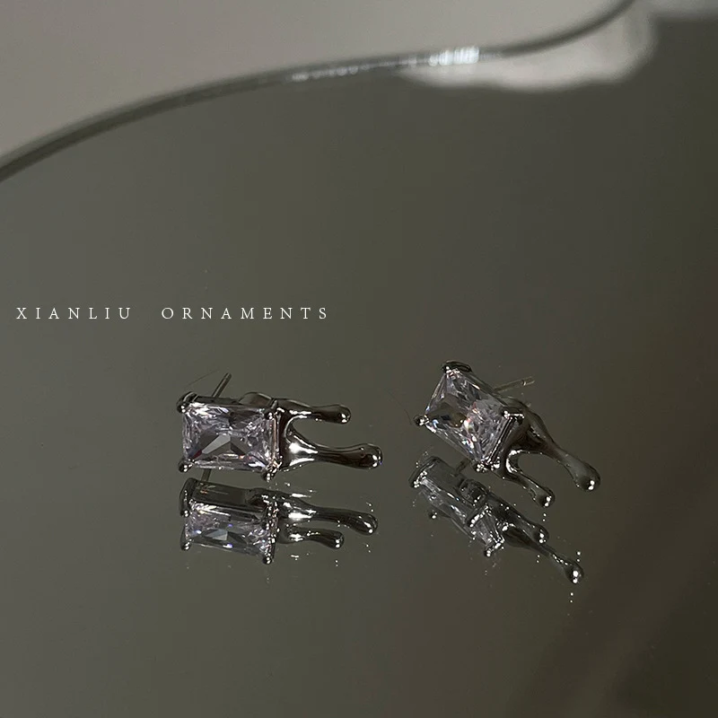 Title 3, Brincos femininos de zircônia com diamante quad...