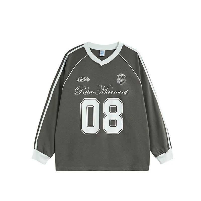 Men's Long Sleeve T-shirt Street American Jersey Top, a comfortable and stylish choice for urban streetwear. — photo 3