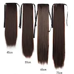 Peruca fashion com rabo de cavalo, macia, com efeito seda matte realista, cabelo longo liso e com cadarço para ajuste perfeito. — foto 8