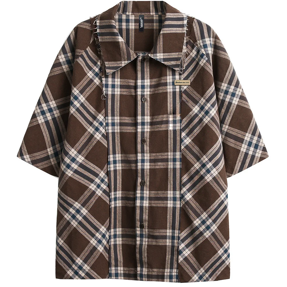Title 6, Mens Fashion Plaid Loose Shirt Top, a stylish ...