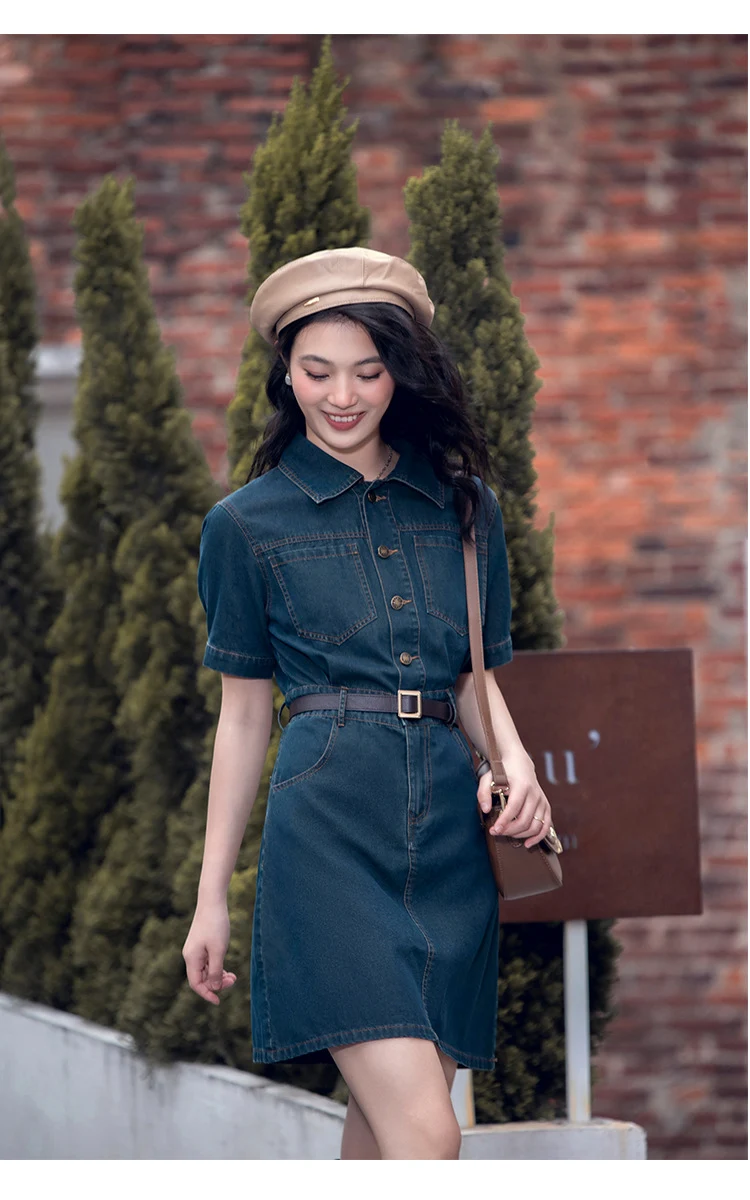 Title 16, Simple Lapel Short-sleeved Single-breasted Casu...