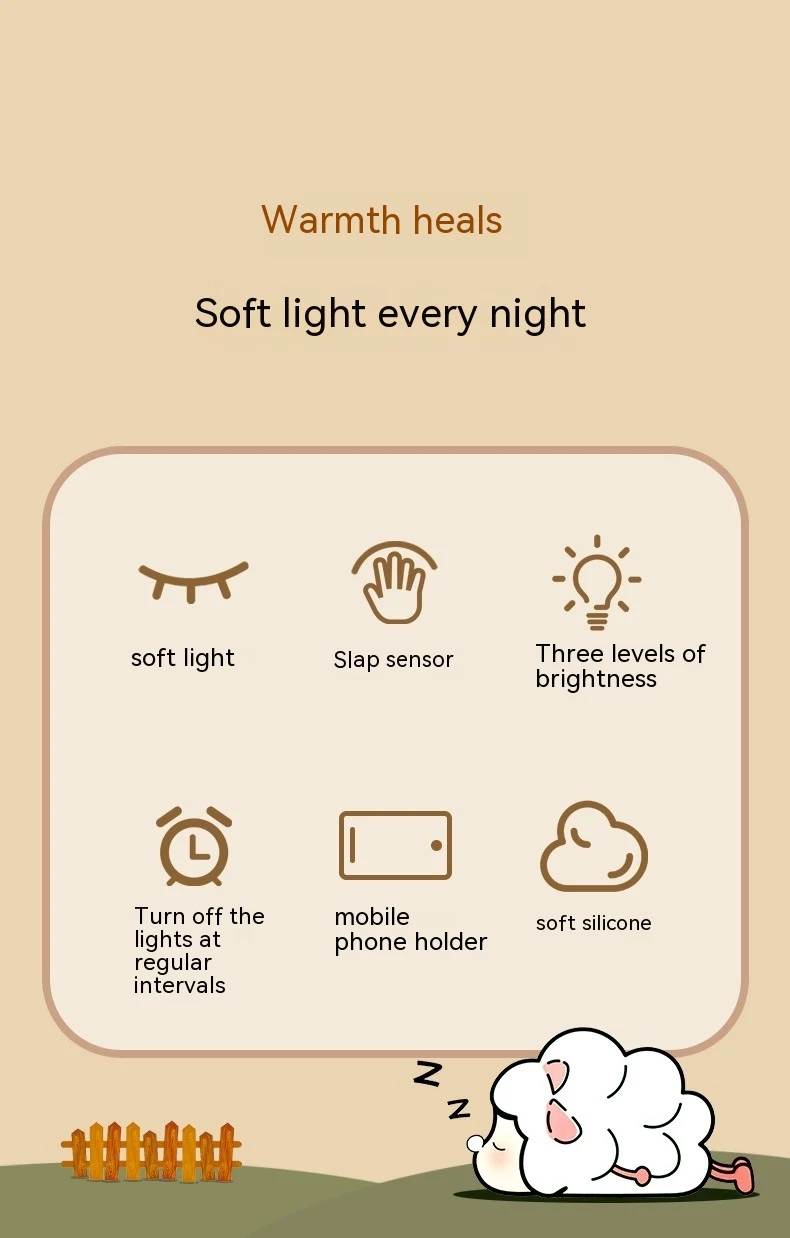 Title 2, Cute Silicone Night Light Sheep Cartoon Bedroom...