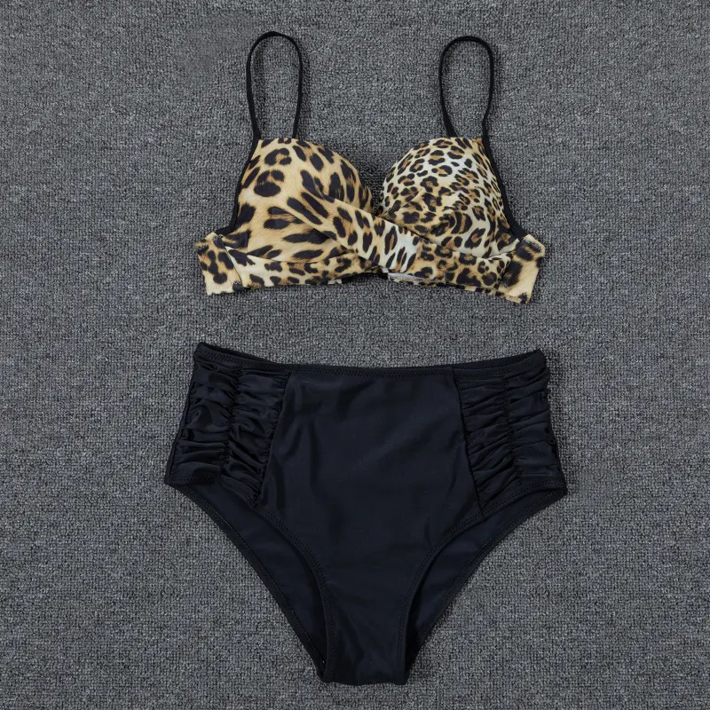 Title 11, Pure Color Bikini Split Swimsuit for Women Euro...