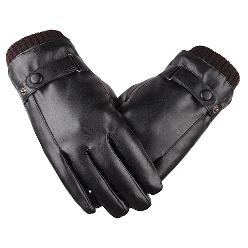 Title 5, Mens Winter Riding Fleece Padded PU Gloves for...