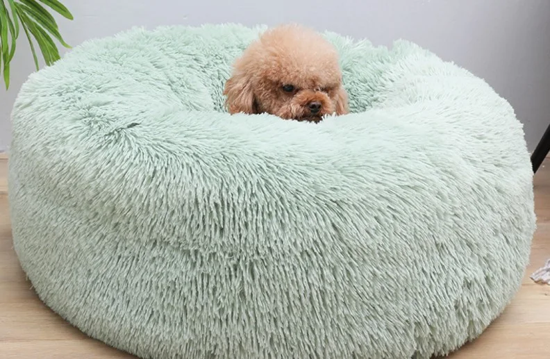Title 7, Plush Round Pet Bed for Cats and Dogs