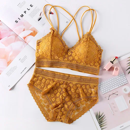 Title 2, Womens cross spaghetti strap bra set Comfort a...