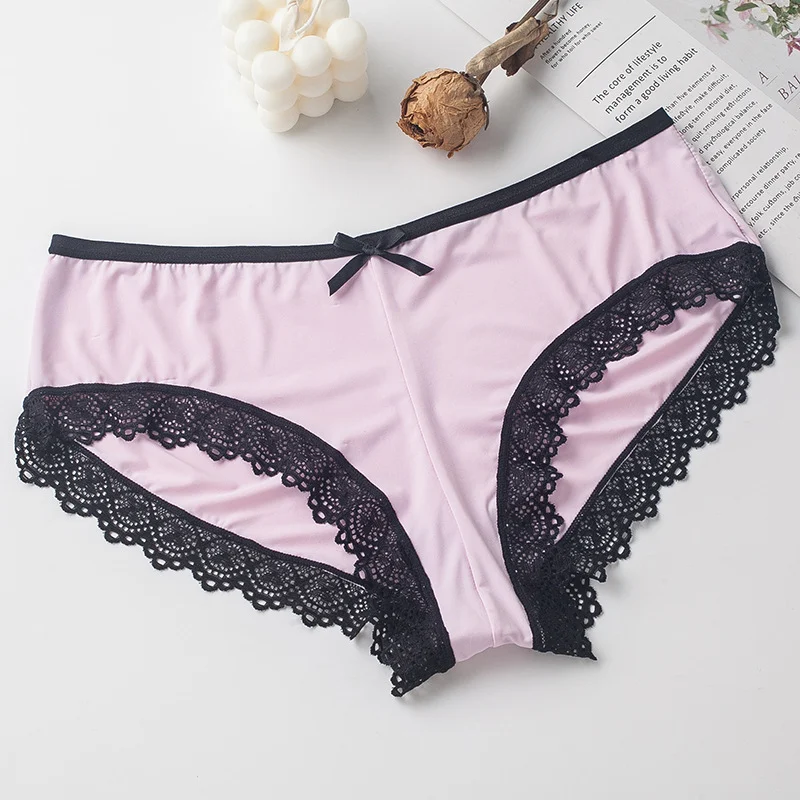 Lace Women's Ice Silk Underwear, low waist design plus size briefs, offering superior comfort and a smooth, stylish fit — photo 8