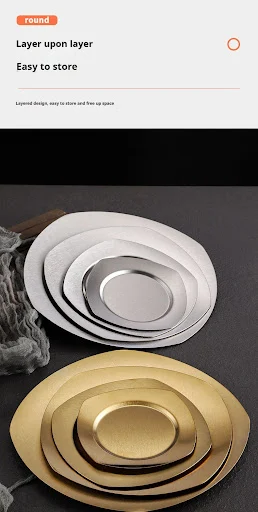 Title 7, Golden Stainless Steel Japanese Western Food Pl...