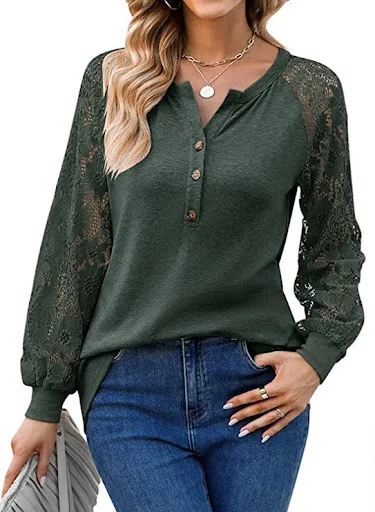 Title 6, Lace Panel Long Sleeved T Shirt Top