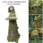 Estátua de fada de feto 2 em 1 comedouro de beija-flor em resina para parede ou pátio, transforme seu jardim num paraíso. — foto 5