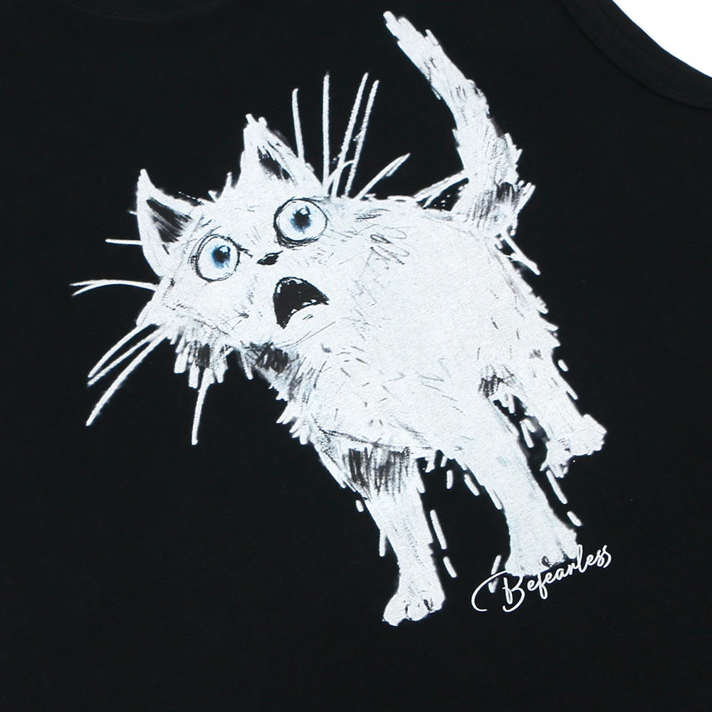 Colete masculino hip hop com estampa de gato pintado à mão, divertido e estiloso, ideal para um visual urbano e descontraído. — foto 10