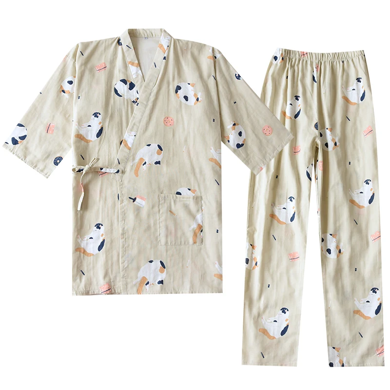 Title 4, Cardigan Cotton Loungewear Comfortable Suit Paj...