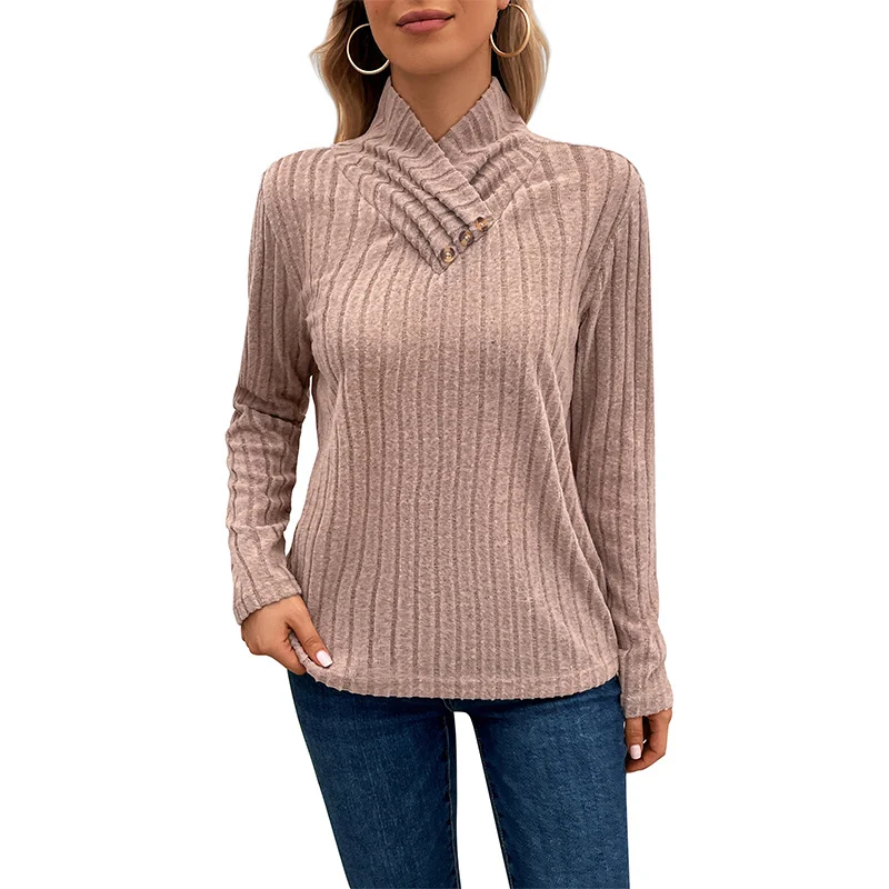 Jersey de cuello alto para mujer, estilo moderno y personalidad única. Suavidad y calidez para un look elegante y cómodo ideal para cualquier ocasión. — foto 3