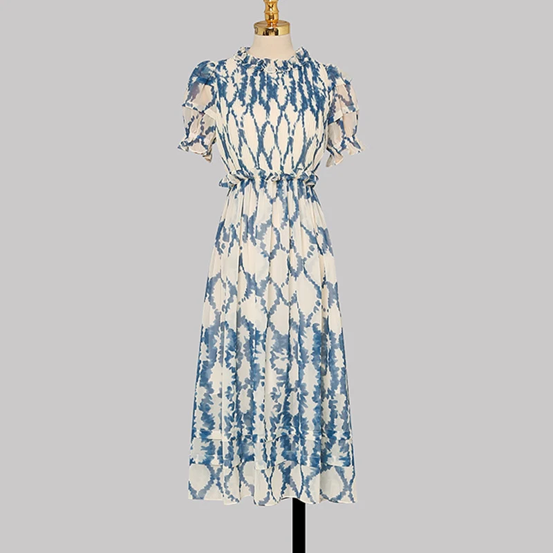 Title 5, Womens Lantern Sleeve Gauze Skirt Dress