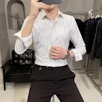 Spring And Autumn High-Quality Gray Striped Shirts Men'S Long-Sleeved Business Casual Shirts Men'S Slim Non-Iron Shirts — photo 2