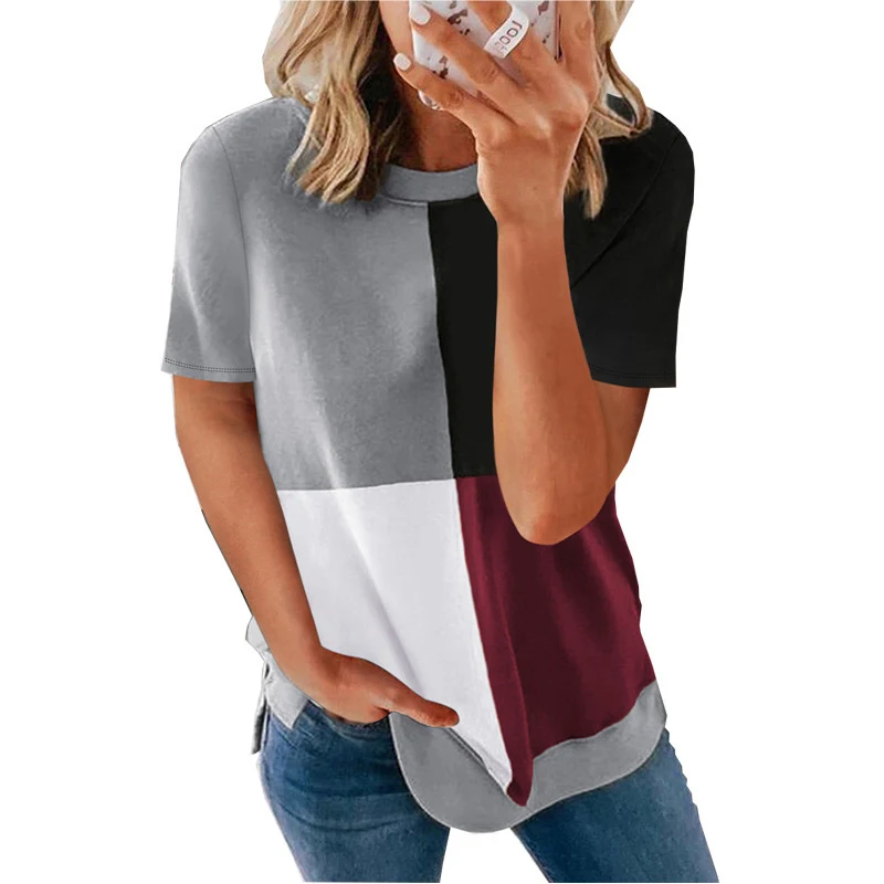 Title 3, European And American Womens Casual Color Bloc...