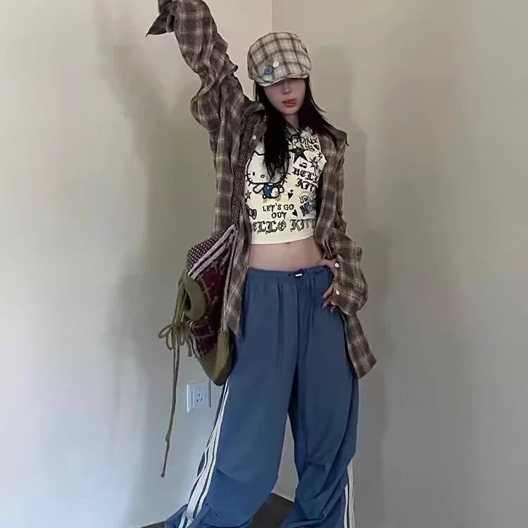 American High Street Striped Baggy Pants for Women Comfortable and stylish casual wear. Perfect for a relaxed and fashio — photo 1