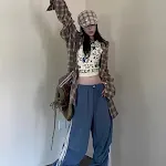 American High Street Striped Baggy Pants for Women Comfortable and stylish casual wear. Perfect for a relaxed and fashio — photo 1