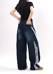 Irregular Striped Wide Leg Jeans for Men and Women. Experience comfort and style. These jeans offer a relaxed fit and a — photo 4