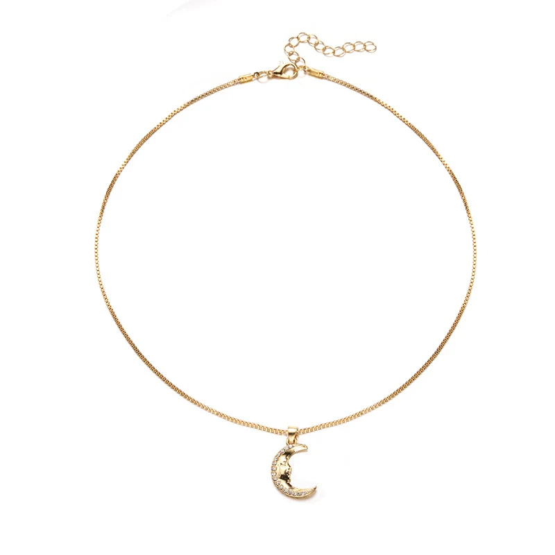 Title 2, Colar de lua de diamante de moda feminino, liga...