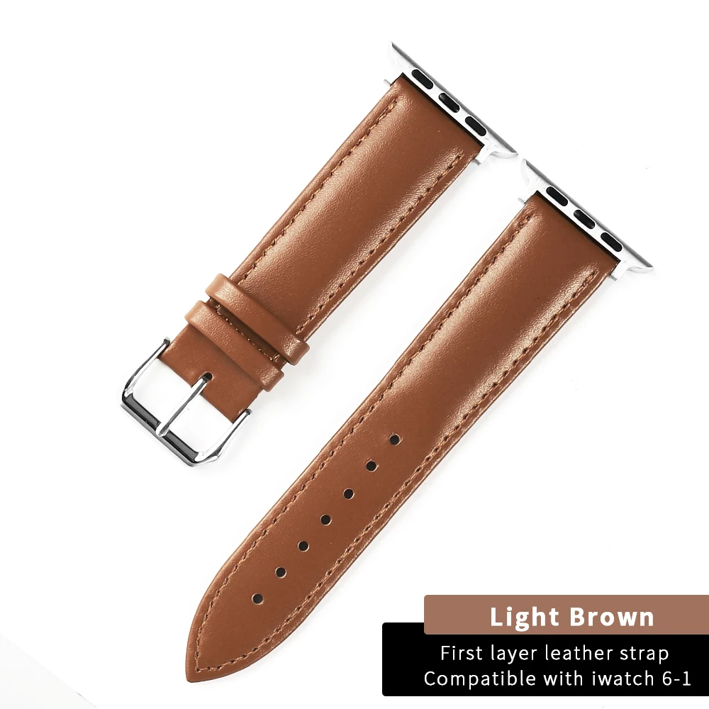 Title 6, First layer cowhide leather strap two-color wat...